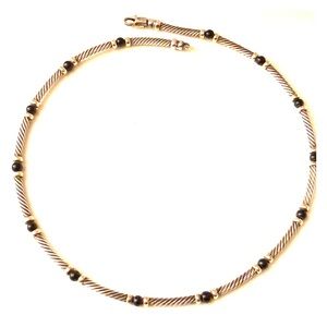 David Yurman sterling 14 kt gold onyx necklace